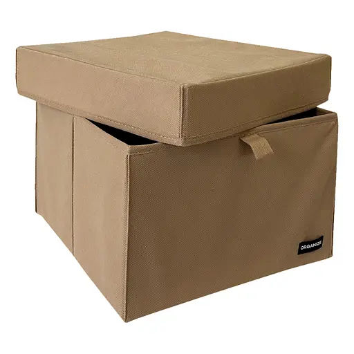 Кофр для зберігання речей та іграшок з кришкою 30*30*20 см (бежевий)