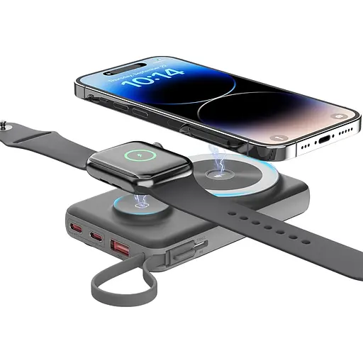 Повербанк 10000mAh Choetech B695 Black QC3.0 PD3.0 беспроводная зарядка смартфонов и Apple Watch (43-00131) - фото 8