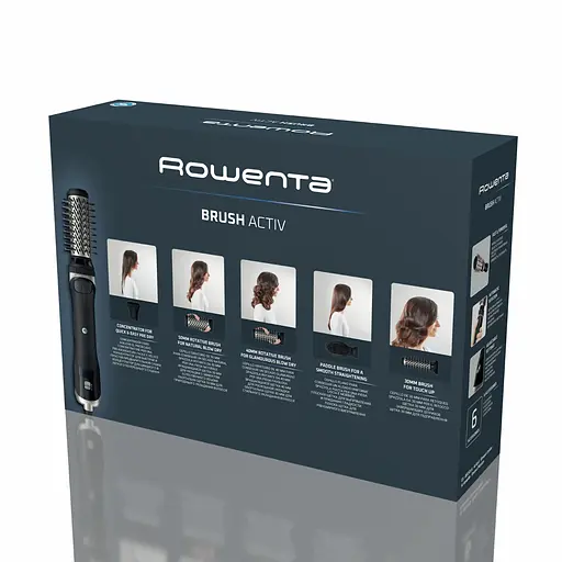 Фен Rowenta-щетка Renewal Brush Active, 1000Вт, 3 режима, ионизация, холодный обдув, обертывающая насадка, 5 насадок, керамика, черный насадка, 5 насадок, керамика, черный - фото 8
