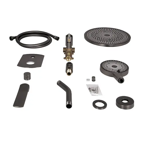 Душова система універсальна Qtap Slavonice прихованого монтажу на два споживача QTSLA113GMB45899 Gunmetal Black PVD, Шліфований чорний хром - фото 11