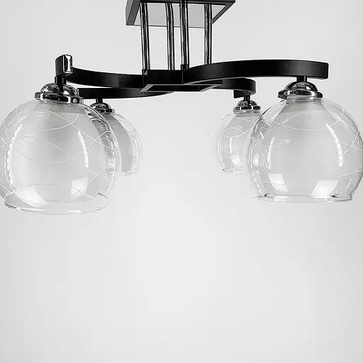 Стельова люстра в чорному корпусі на 4 подвійних плафони Line.F 51098/4 - фото 2