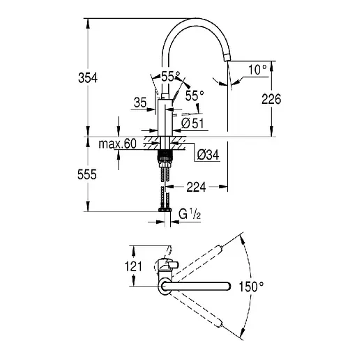 Смеситель для кухни Grohe Eurosmart Cosmopolitan 31188002 Хром - фото 2