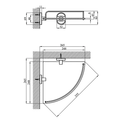 Полка для ванной комнаты угловая Kroner KRM Elbe - ACG2921-1 CV022897, Хром - фото 2