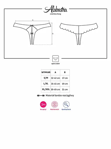 Стрінги з відкритим доступом Obsessive Alabastra L/XL білий - фото 9