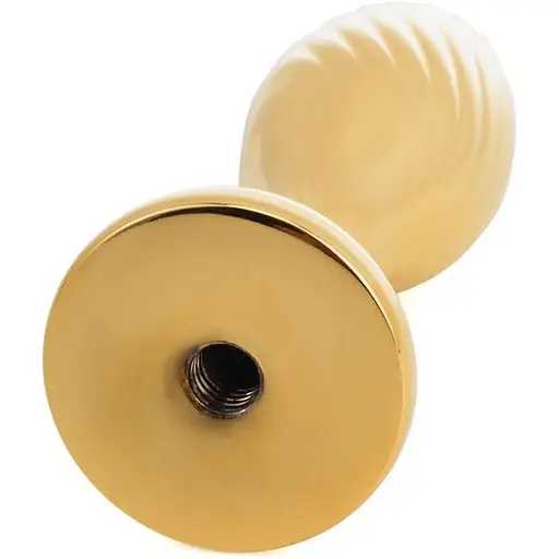 Металлическая анальная пробка Кроличий хвост Lockink Sevanda White Bunny-Tail Anal Pear-shape Plug - фото 4