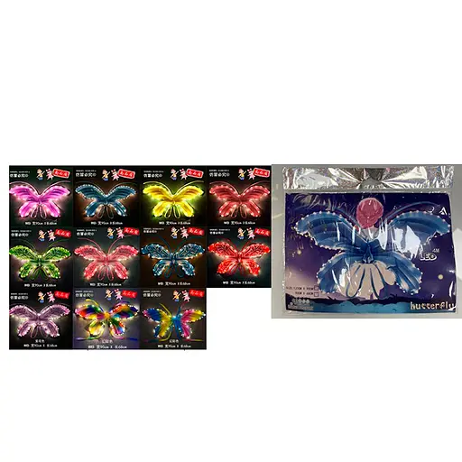 Воздушные шары карнавальные крылья-бабочка, 90x68 см, свет, на батарейках, 22x20x2 см (в ассортименте)