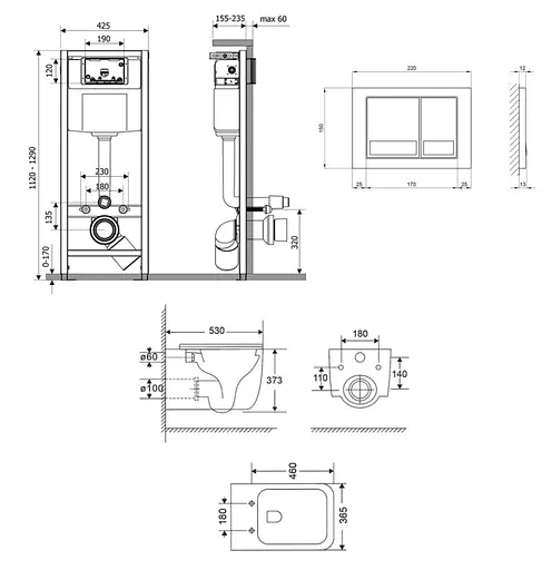 Набір Q-tap Nest 4 в 1 підвісний унітаз Gemini Ultra Quiet 530х365х373 + комплект інсталяції QT2533076EUQMB46173 - фото 2