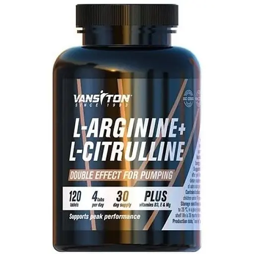 Аргінін і цитрулін Vansiton L-Arginine + L-Citrulline, 120 таблеток