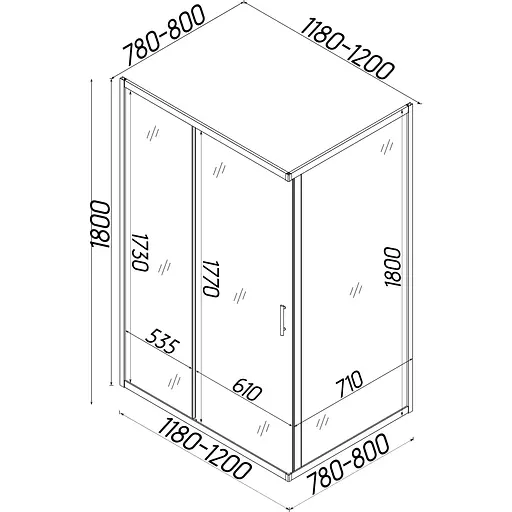 Душевая кабина Bravo NISA N120GB, прямоугольная, без поддона - фото 5