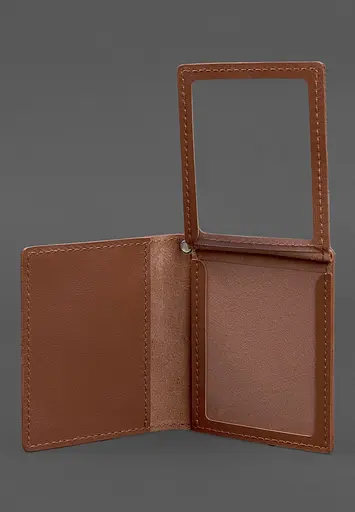 Кожаная обложка для удостоверения офицера ГНСУ (три кармана) светло-коричневая - фото 6