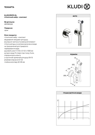 Набір гігієнічного душу прихованого монтажу Kludi Zenta SL 489980565 - фото 3