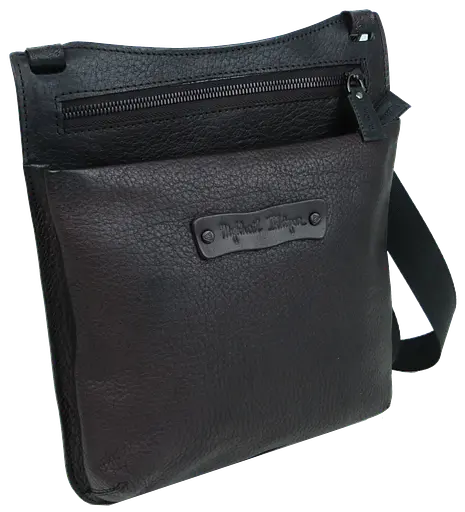 Мужская наплечная сумка из натуральной кожи черная Mykhail Ikhtyar sum0028770 - фото 2