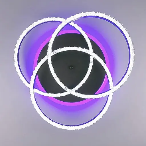 LED люстра на 3 кільця в корпусі coffee з золотистою смужкою Line.F A 55063/3C RGB CF+GD - фото 1