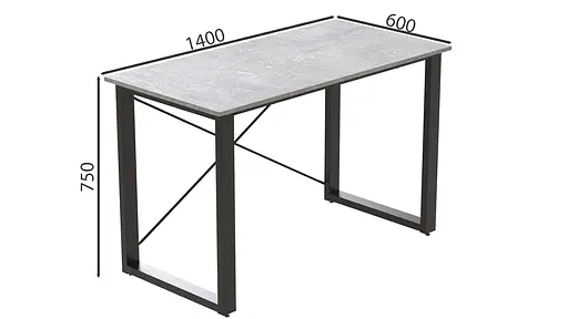 Письменный стол Ferrum-decor Драйв 750x1400x600 Черный металл ДСП Бетон 16 мм (FRD-103135) - фото 2