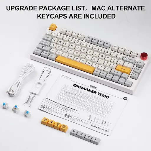 EPOMAKER TH80 Pro 75% гаряча заміна RGB 2.4 ГГц / Bluetooth 5.0 / дротова ігрова механічна клавіатура, з акумулятором ємністю 4000 - фото 5