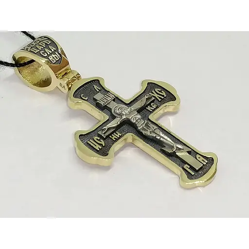 Золотой крестик Харьковская ювелирная фабрика. Распятие Христа. 11538-ЧЕВРО - фото 2