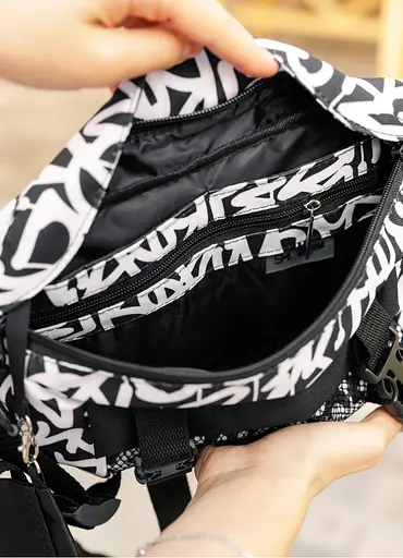 Большая женская поясная сумка бананка Sambag DynamicDart принт "Graphity" 38×21×7 см (80411715) - фото 9