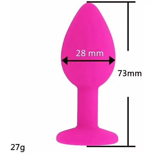 Силіконова анальна пробка із кристалом SKN-KSIL-07S (розмір S), Рожевий - фото 5