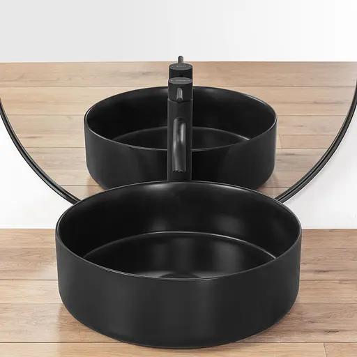 Умивальник Rea Sami black mat накладний чорний матовий REA-U1899, Чорний матовий - фото 3