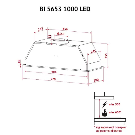 Вытяжка полновстраиваемая Perfelli BI 5653 WH 1000 LED - фото 12
