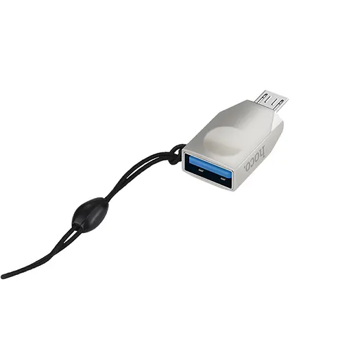 Перехідник Hoco UA10 OTG USB to MicroUSB Сталевий - фото 2