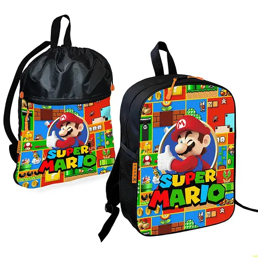 Шкільний рюкзак дитячий Супер Маріо + Сумка для взуття спортивної форми рюкзак-мішок для хлопчика (01768)