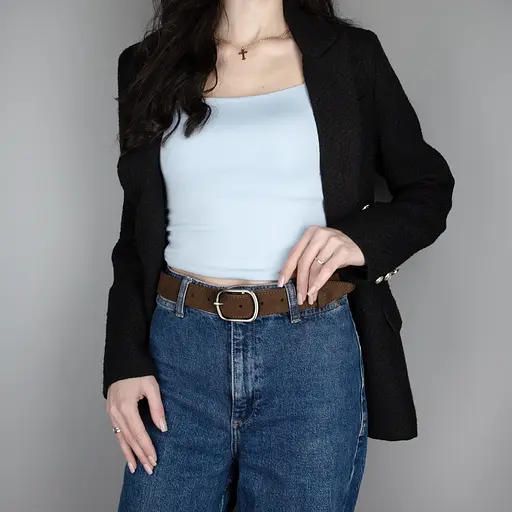 Ремінь жіночий замшевий SF-3529 коричневий під джинси (125 см) - фото 2