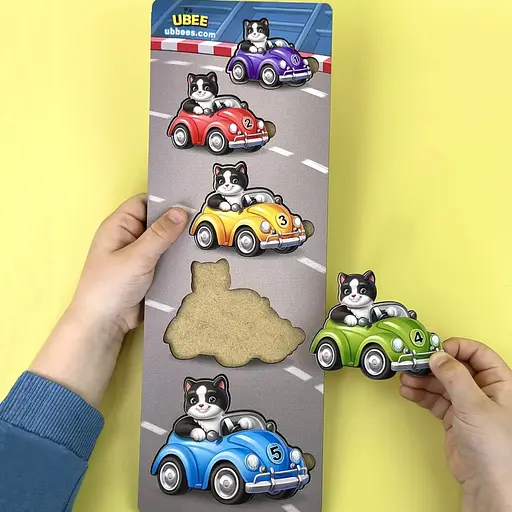 Деревянный детский сортер "Гонщики больше - меньше" Ubumblebees (ПСД298) PSD298 - фото 2