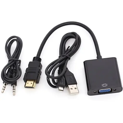 Перехідник HDMI M -> VGA F (з аудіо інтерфейсом), кабель 20см. OEM