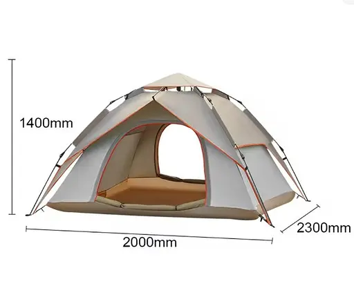 Автоматическая палатка большая на 3–4 человека с 2 входами водонепроницаемая 200×230×140 песочно-бежевая OldBro CC-BJL-A05 - фото 2