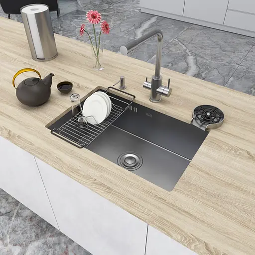 Мийка для кухні з нержавійки під стільницю Nett NS-6845 - фото 2