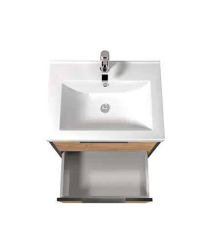 Тумба Мойдодир Line Craft 60 з умивальником Cosmo 60 дуб крафт/Чорний - фото 4