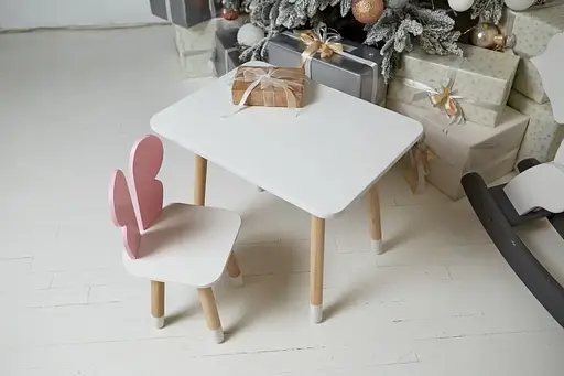Дитячий прямокутний столик (Білий) та стільчик Метелик (Рожевий) - фото 3