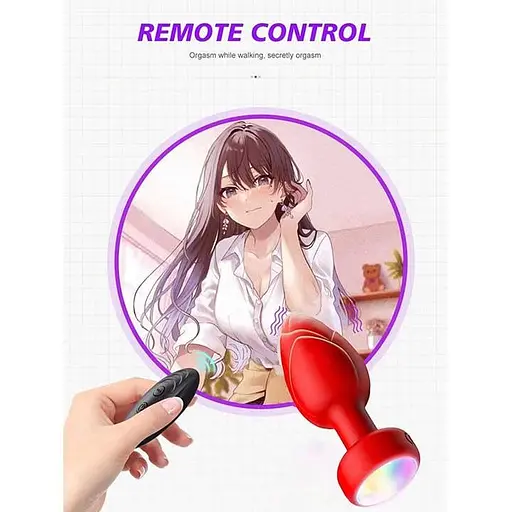 Анальна пробка, що світиться, з вібрацією та ПУ Light Anal Plug 3,5*9 см червоний - фото 4