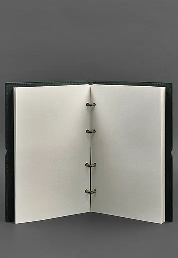 Шкіряний блокнот А4 на кільцях (Софт-бук) 9.0 в м'якій обкладинці зелений Crazy Horse - фото 4