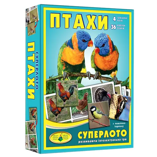 Дитяча настільна гра супер ЛОТО "Птахи" 81930 картки птахів - 36 шт