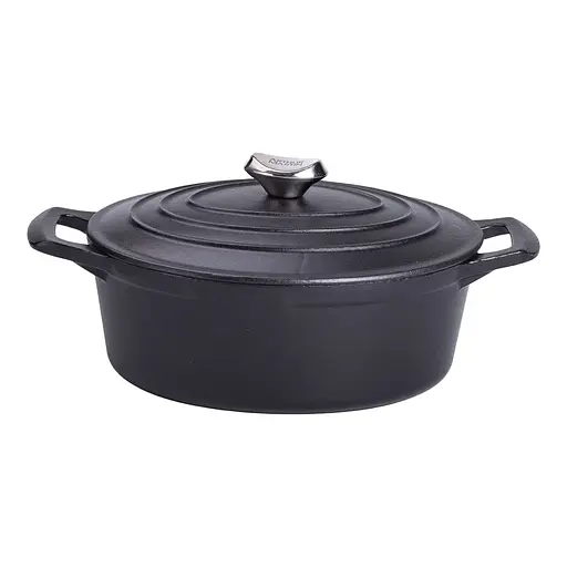 Гусятниця чавунна з кришкою 3 л Ø22 см казан для тушкування та запікання Yiwu HP-1-11-BLACK - фото 4