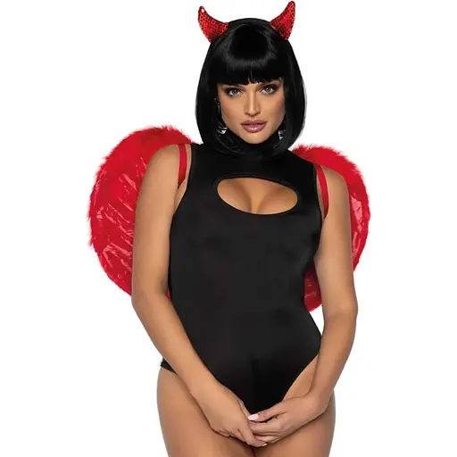 Еротичний костюм Leg Avenue Marabou feather devil wings Red One size - фото 4