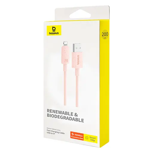 Кабель Baseus Habitat Series Fast Charging Cable USB to iP 2.4A 2m Wheat Pink - фото 2