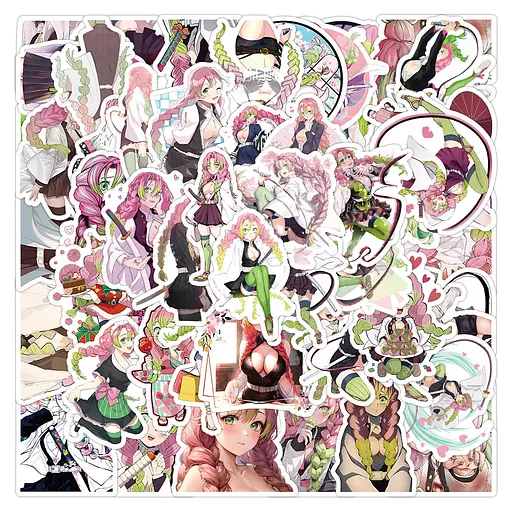 Стікерпак Набір наклейок GeekLand Клинок, що розсікає демонів Міцурі Канродзі Demon Slayer Mitsuri Kanroji 50 штук - фото 3