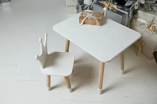 Детский прямоугольный столик (Белый) и стульчик Корона (Белая) - фото 3