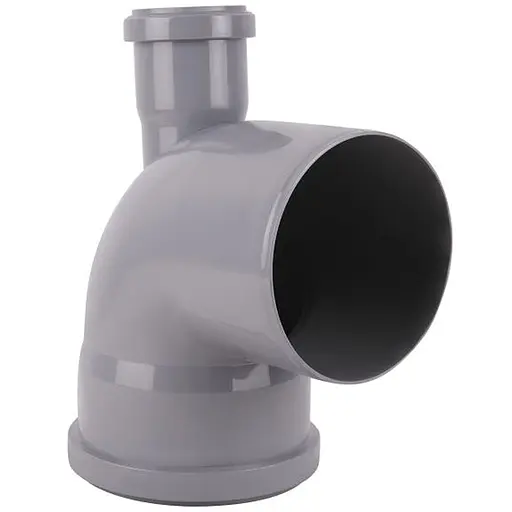 Колено канализационное с отводом TA Sewage 50х110х110, 90° (назад) TR110012 - фото 1