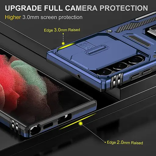 Ударопрочный чехол Camshield Army Ring для Samsung Galaxy S25 Ultra Синий / Navy - фото 6