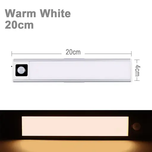 20/40 см USB аккумуляторная ультратонкая светодиодная настенная лампа PIR - фото 3