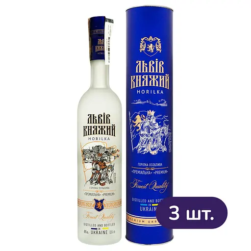 Водка Львів Княжий Премиальная Premium 40% тубус 1.5 л (3 шт. х 0.5 л) 