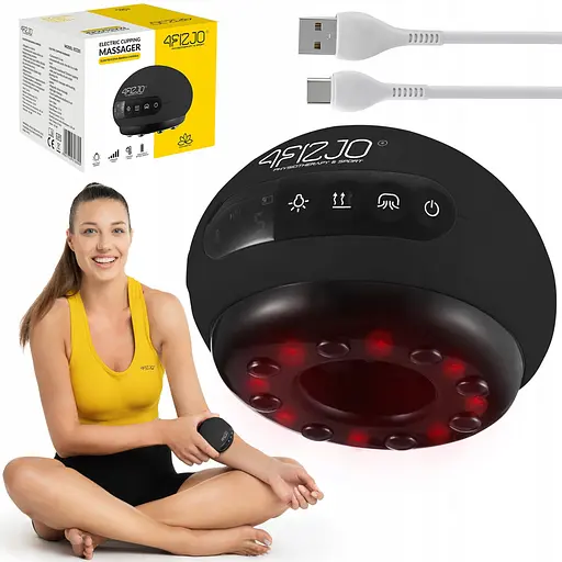 Массажная вакуумная банка 4FIZJO аккумуляторная с ИК прогревом 4FJ0517 Black (P-5907739318695) - фото 1