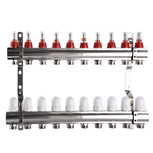 Коллектор с расходомерами, регуляторами и креплением ECO 001D 1″x10 000013463 - фото 1