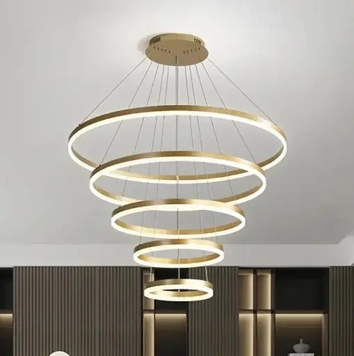 Светодиодная люстра Олимпия PJ812С-5 20+30+40+80+100см (5 колец) Коричневая