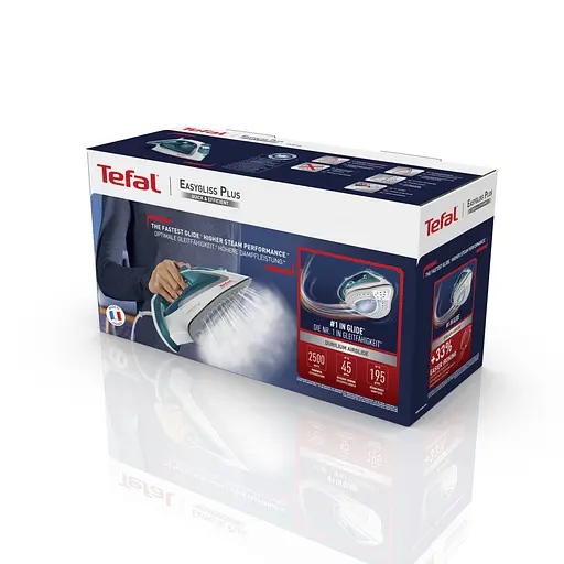 Tefal Праска Easygliss Plus, 2500Вт, 270мл, паровий удар -195гр, постійна пара - 45гр, керам. підошва, біло-блакитний - фото 6