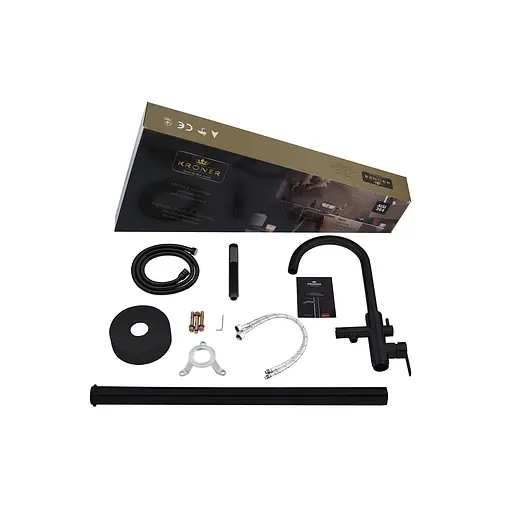 Смеситель для напольной ванны Kroner KRP Edelstahl Klassisch - SCH077 CV029976 Черный матовый - фото 8